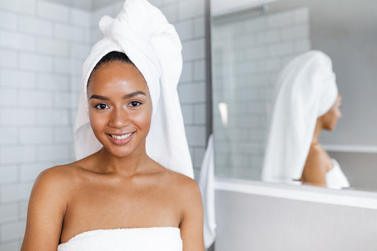 Woman with beautiful skin after trying a sea moss face mask
